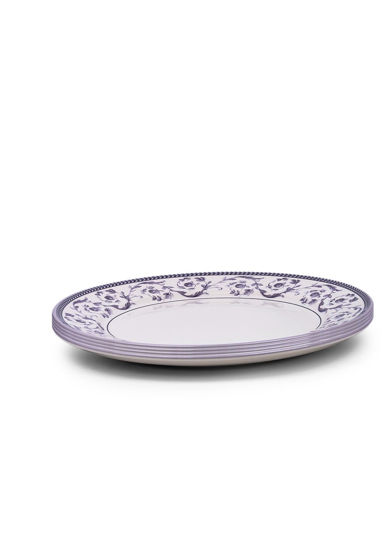 Claytan Callista 12 inch Floral Pattern Ceramic Chop Plate (White, Set of 4) - Image 2