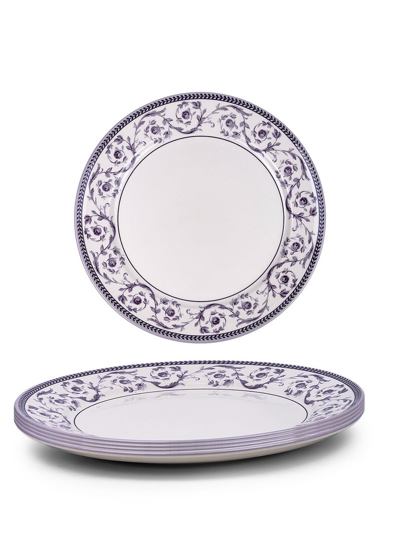 Claytan Callista 12 inch Floral Pattern Ceramic Chop Plate (White, Set of 4) - Image 1