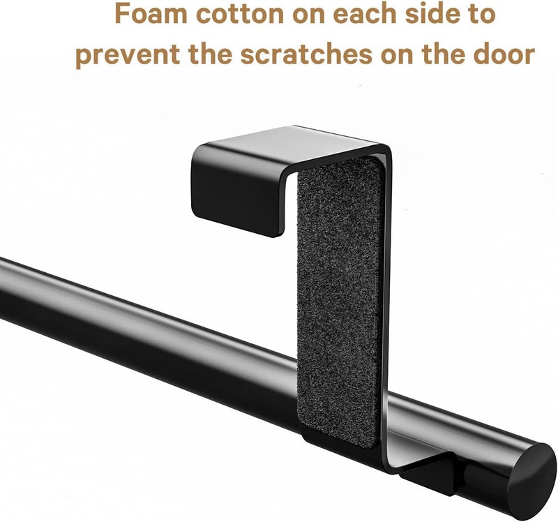 Mosuch Stainless Steel Over Door Towel Rack Bar Holders for Universal Fit on Over Cabinet Cupboard Doors 2 Pack (Black) - Image 3