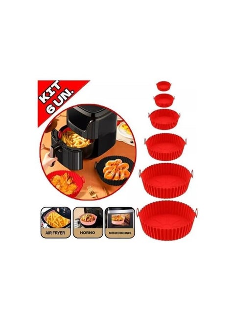 ورق قلاية سيليكون مقاوم للحرارة – 6 قطع بأحجام مختلفة – لون أحمر