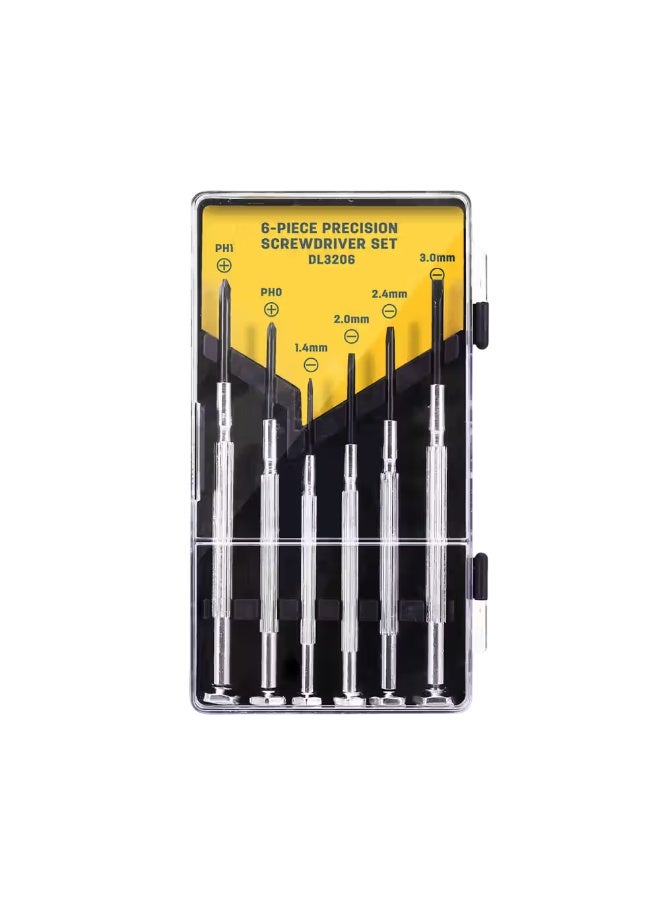 Deli 6-Piece Precision Screwdriver Set - Carbon Steel with Rotatable Cap - PH1/PH0 & 4 Slotted Tips for Watches/Glasses/Electronics Repair - Image 2