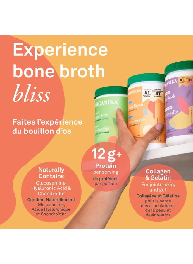 Organika Chicken Bone Broth Powder- Free Range and Vegetarian Fed Chickens- Keto Friendly, High Protein and Mineral Content- 300g - Image 2