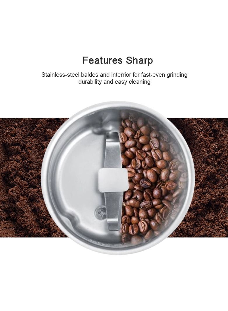 Portable Electric Coffee Bean Grinder Mill Kitchen Tool Herbs Salt Pepper Spices Nuts Grains Mini Medicine Flour Powder Crusher (UK Plug) - Image 4