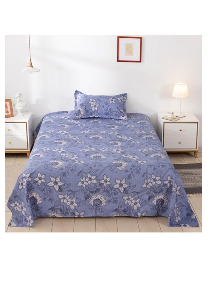 PROMASS 2- Piece Printed Bedsheet Set (1 Flat Bedsheet + 1 Pillow Case) Double Size Wild Blue Yonder - Image 2