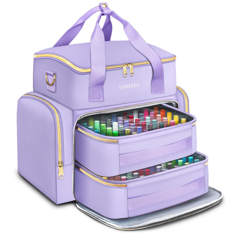 YOREPEK Extra Large Nail Polish Organizer Case Holds 96 to 100 Bottles 15ml05 floz UV lamp Gel Polish Travel Case Bag with 2 Removable Pouches Fits Nail Suppiles Gifts for Manicurist Purple - Image 2
