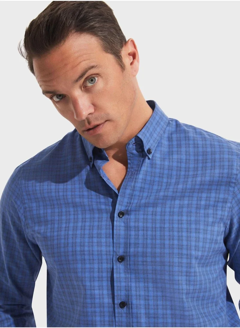 JUNE Check Deatiled  Regular Fit Shirt