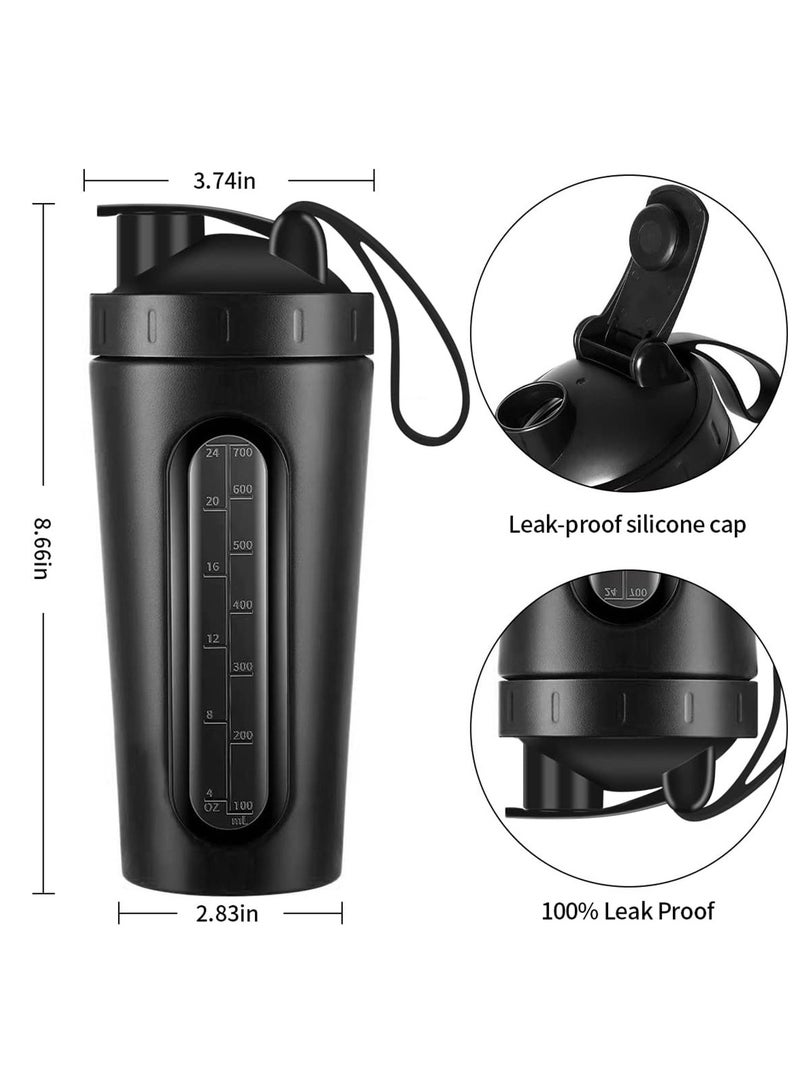 Hihonor Stainless Steel Shaker Bottle - 28 oz Metal Shaker Cups for Protein Shakes, 2 Whisk Ball, Not Stays Cold/Hot, Visible Window Protein Shaker Bottle, Gym Workout Leakproof Shaker Bottle - Image 5