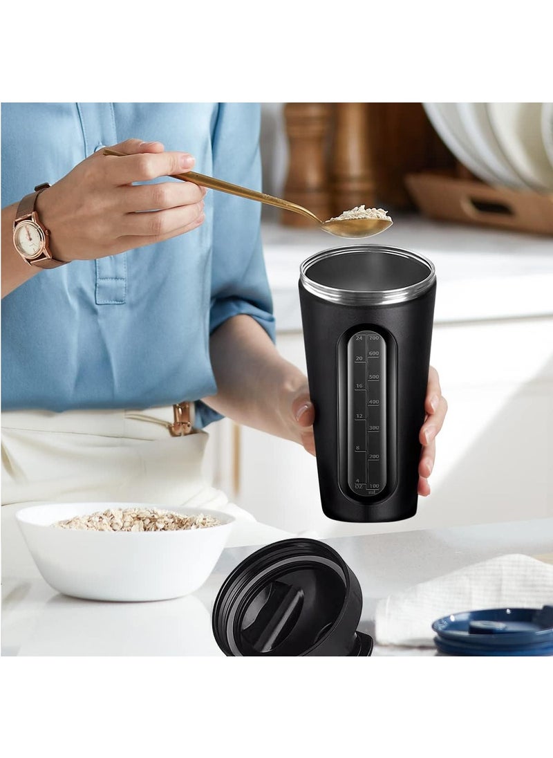 Hihonor - Stainless Steel Shaker Bottle - 28 oz Metal Shaker Cups for Protein Shakes, 2 Whisk Ball, Not Stays Cold/Hot, Visible Window Protein Shaker Bottle, Gym Workout Leakproof Shaker Bottle - Image 1