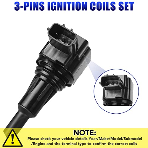 LCWRGS مجموعة من 4 لفائف إشعال تناسب 2.5 L4 2007 2008 2009 2010 2011 2012 نيسان ألتيما سنترا روج فيرسا إنفينيتي FX50 QX60 حزم لفائف 2.5L 2.0L 1.8L تحل محل UF549 C1696 - Image 4