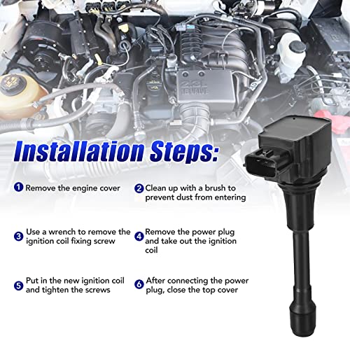 LCWRGS مجموعة من 4 لفائف إشعال تناسب 2.5 L4 2007 2008 2009 2010 2011 2012 نيسان ألتيما سنترا روج فيرسا إنفينيتي FX50 QX60 حزم لفائف 2.5L 2.0L 1.8L تحل محل UF549 C1696 - Image 5