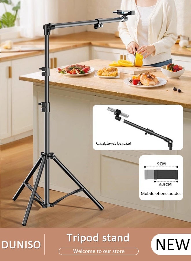 DUNISO iPhone Tripod for Overhead Video Recording ,Heavy Duty & Ultra-Stable, Horizontal Long Extendable Boom, 360° Rotation iPhone Tripod Stand with Remote, Vertical 67" Tall Phone Stand - Image 1