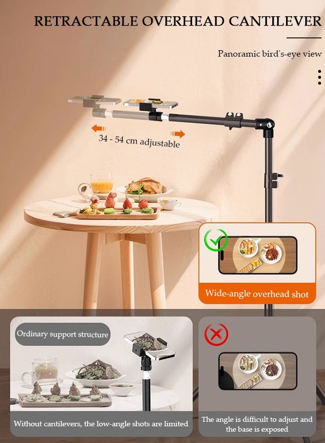 DUNISO iPhone Tripod for Overhead Video Recording ,Heavy Duty & Ultra-Stable, Horizontal Long Extendable Boom, 360° Rotation iPhone Tripod Stand with Remote, Vertical 67" Tall Phone Stand - Image 4