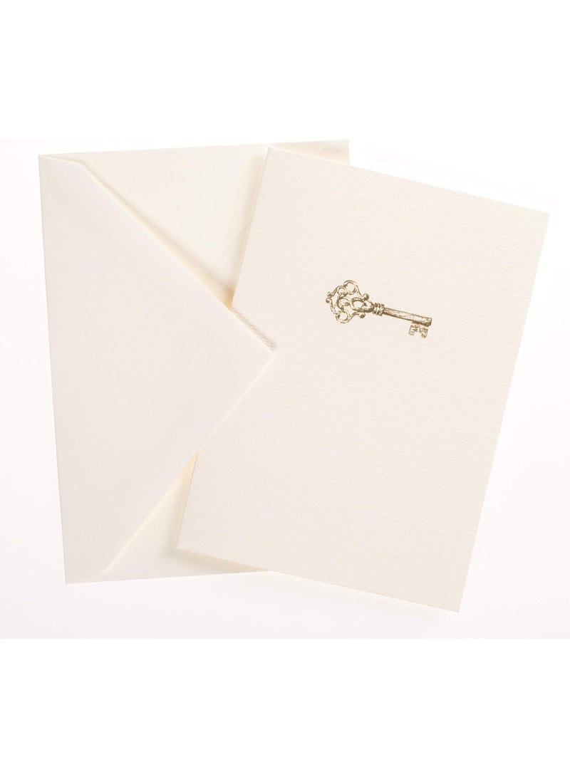 Graphique Key La Petite Presse Boxed Notecards - 10 Embossed and Embellished Gold Foil Vintage Key Blank Cards with Matching Envelopes, 3.25" x 4.75" (L1543CB) - Image 3