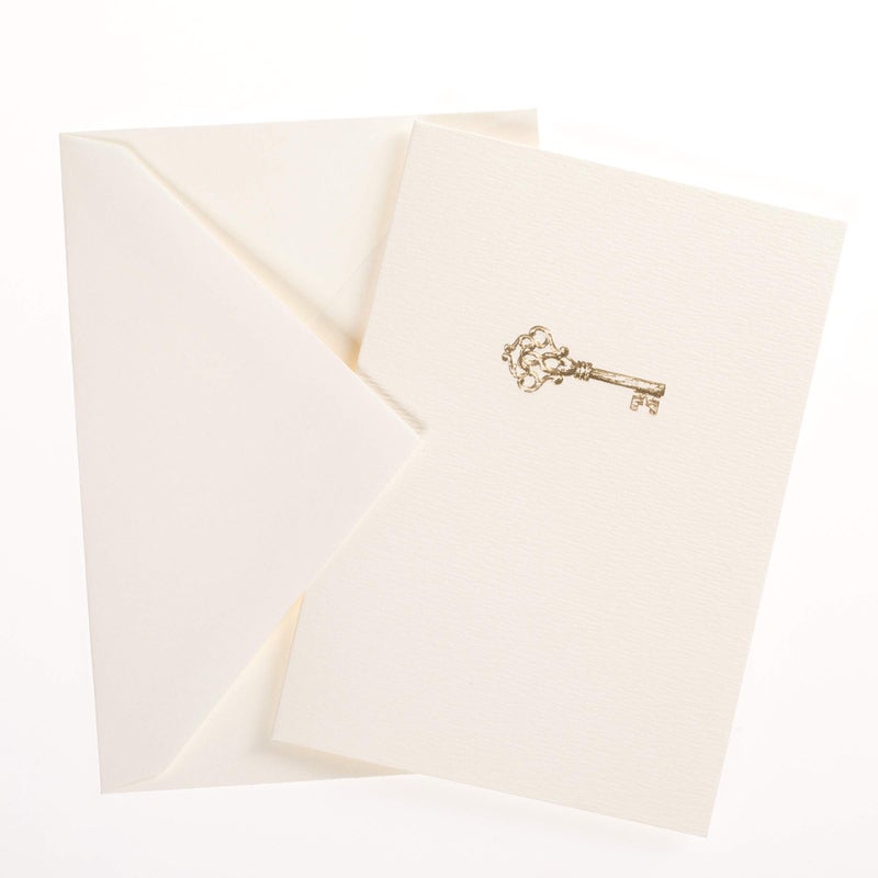 Graphique Key La Petite Presse Boxed Notecards - 10 Embossed and Embellished Gold Foil Vintage Key Blank Cards with Matching Envelopes, 3.25" x 4.75" (L1543CB) - Image 2