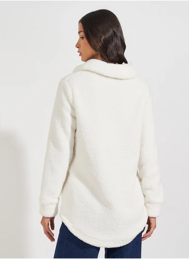 Styli Oversized Longline Faux Fur Shacket