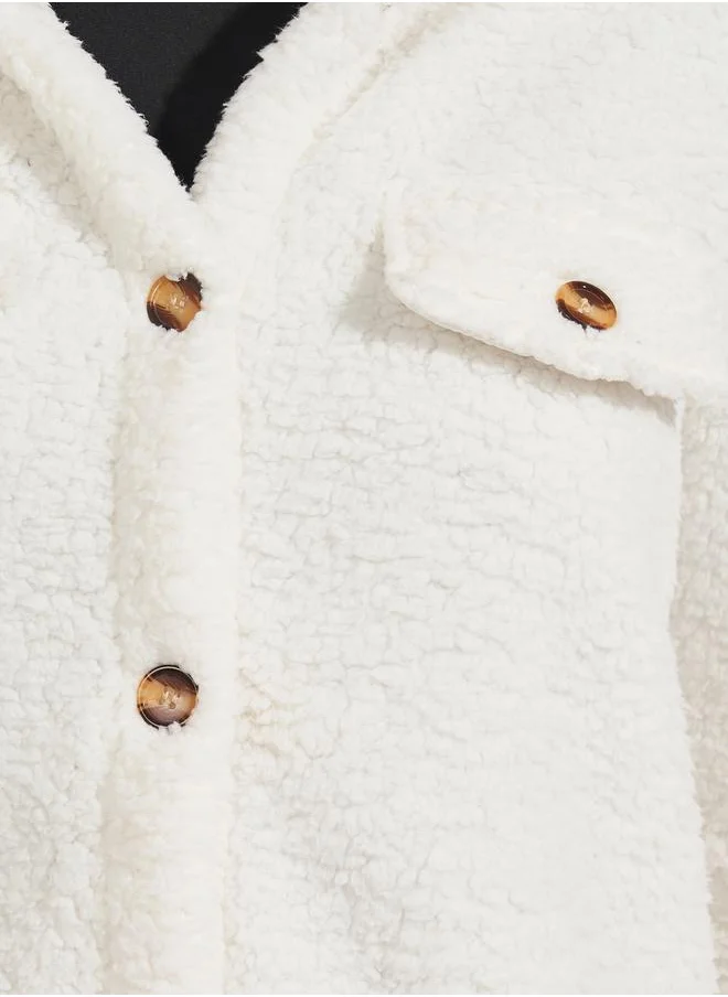 Styli Oversized Longline Faux Fur Shacket