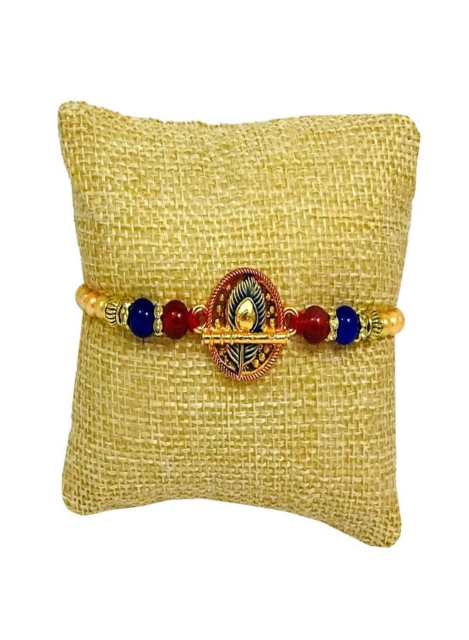 Evisha Krishna Mor Pankh And Flute Rakhi For Brother | Rakhi Combo-112 rakhi combo || bhaiya bhabhi rakhi || rakhi gifts - Image 3