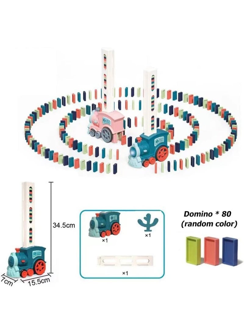 Capstro Automatic Domino Train Set – 60 Colorful Domino Blocks with Domino Laying Train, Building & Stacking Game, Educational Construction Toy for Kids, Creative Domino Play Set – Macaron Blue - Image 3