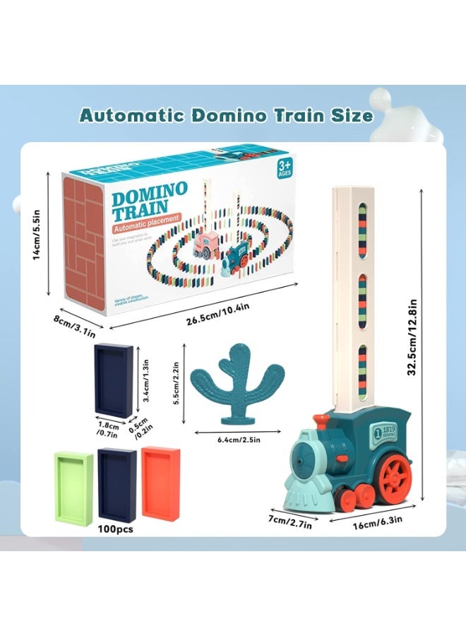 Capstro Automatic Domino Train Set – 60 Colorful Domino Blocks with Domino Laying Train, Building & Stacking Game, Educational Construction Toy for Kids, Creative Domino Play Set – Macaron Blue - Image 2