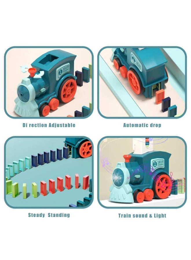 Capstro Automatic Domino Train Set – 60 Colorful Domino Blocks with Domino Laying Train, Building & Stacking Game, Educational Construction Toy for Kids, Creative Domino Play Set – Macaron Blue - Image 4