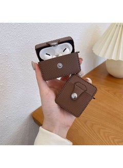 Suitable For AirPods 4 Headphone Case Cartoon All-inclusive Leather Case For Apple1/2 Generation Pro2 Bluetooth Protective Case One-piece Case-Color:One-piece Leather Case-solid Color Brown-Model:Airpods Pro2 (protective Sleeve)