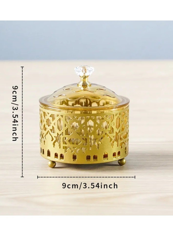 OLUDENIZ Luxury Ramadan Serving Set – 4-Piece Metal Tray with 3 Glass Lidded Bowls featuring Islamic Patterns - Image 5