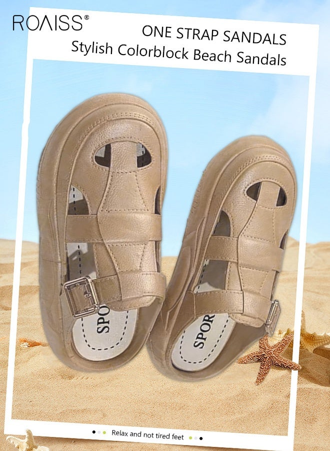 roaiss Casual Half Slippers with Hollow Out Design for Women Ladies Lightweight Thick Sole Outer Wear Sandals Students Non Slip Beach Closed Toe Sandal - Image 5