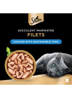 Sheba Filets Chicken with Sustainable Tuna Wet Cat Food 60g  - Image 2