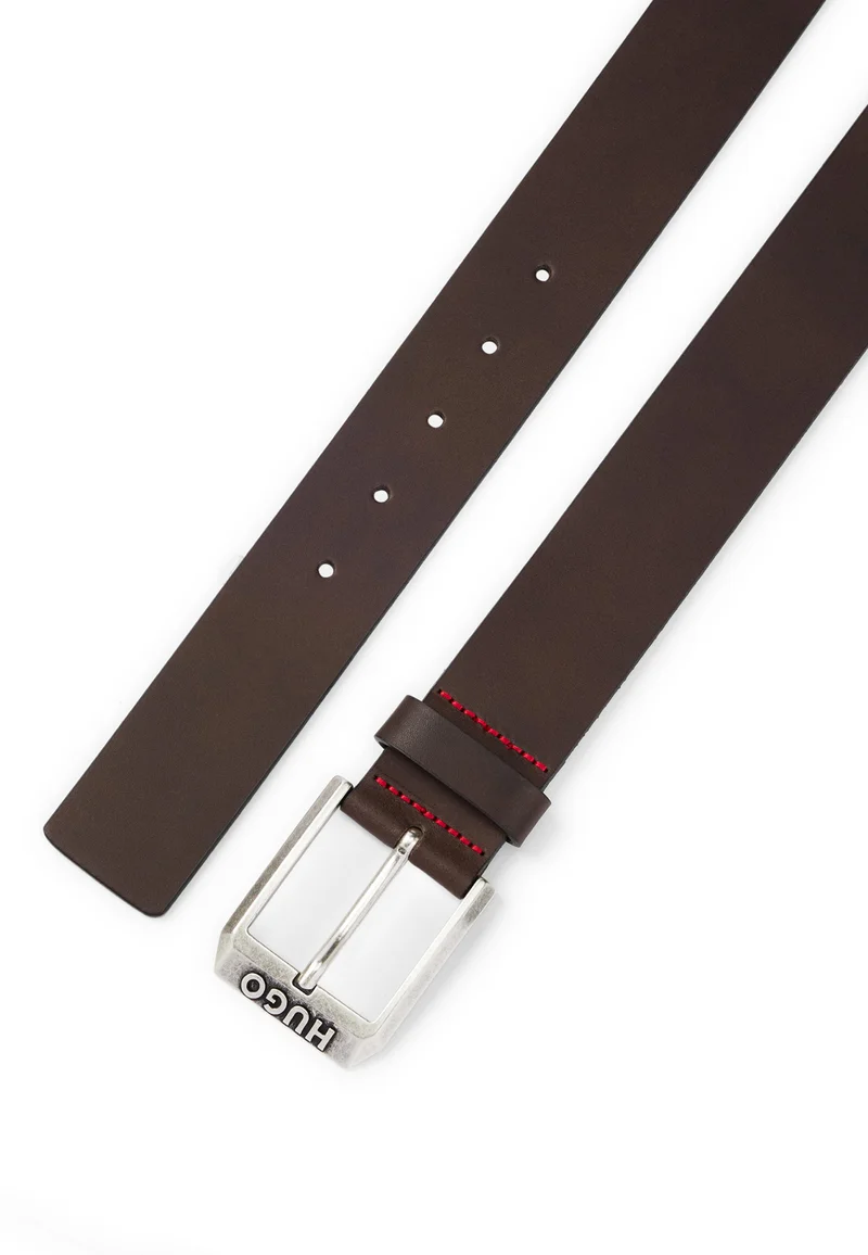 HUGO Leather belt with logo buckle