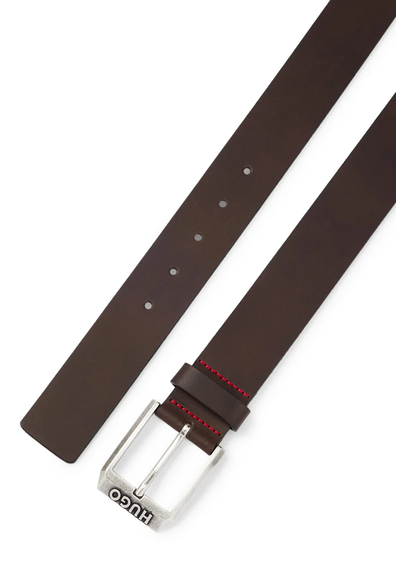 HUGO Leather belt with logo buckle