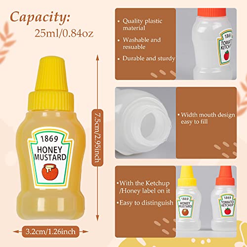 RONRONS 4 Pieces Mini Ketchup Bottles for Lunch Box, 25ml Salad Dressing Containers Small Condiment Squeeze Bottles for Sauce - Image 3