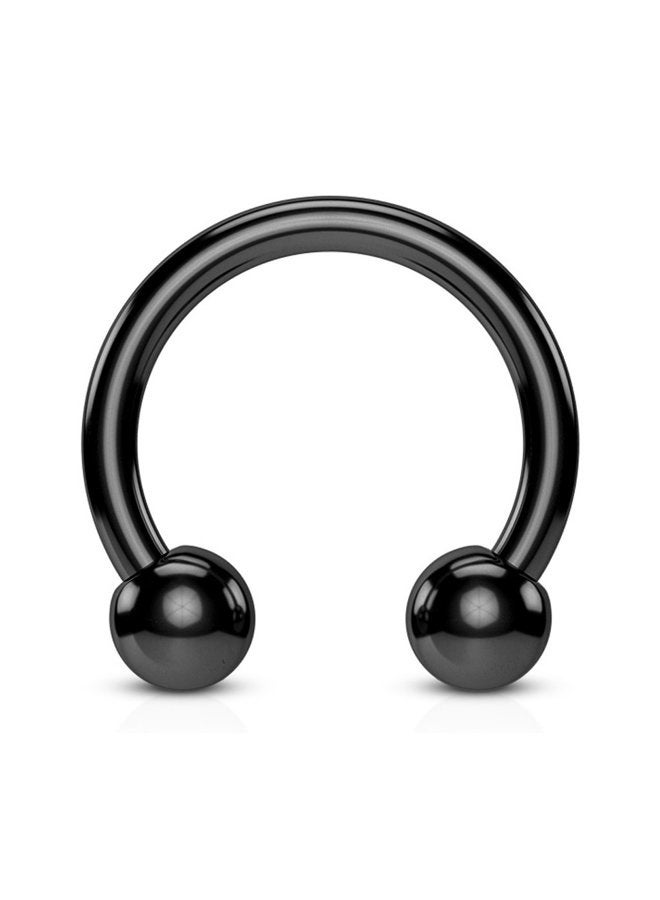 FIFTH CUE Titanium IP Over 316L Surgical Steel Circular Horseshoe Barbells (Black | 10GA | 1/2"-12mm w/6mm Balls) - Image 1