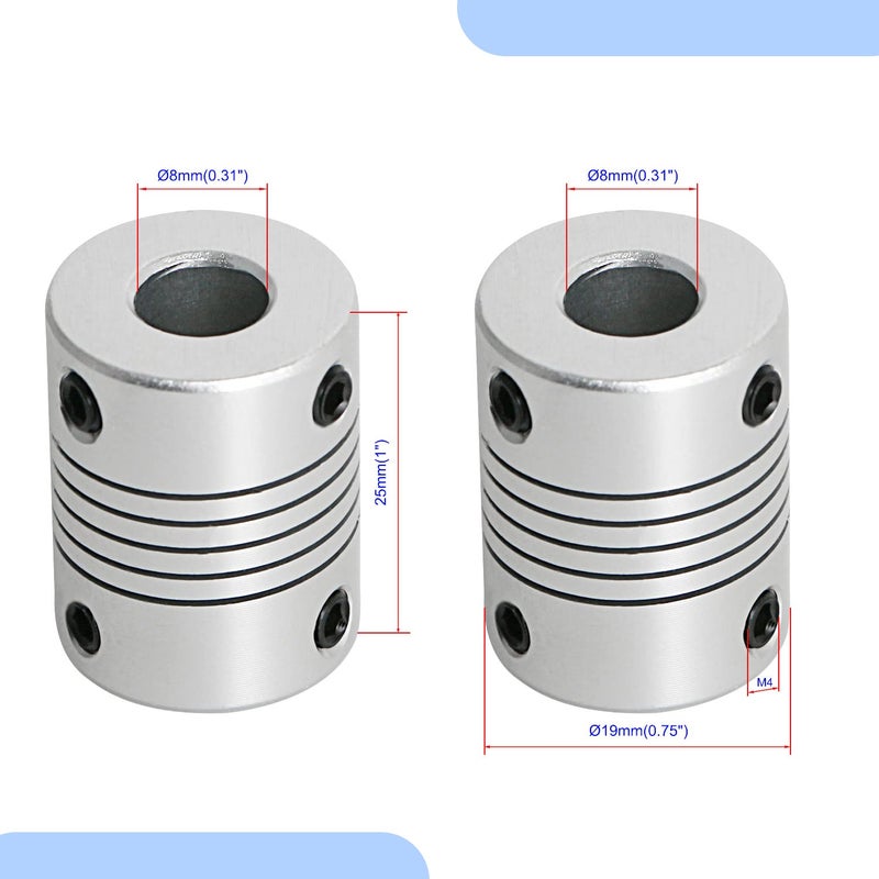 Aopin Flexible Beam Couplings 8mm to 8mm Flexible Coupler Shaft for 3D Printer, Length 25mm / 1" Motor Coupler Connector, Great Apply for Model Shaft, CNC Machine, Motor Guide, DIY Encoder 4 Pcs - Image 2