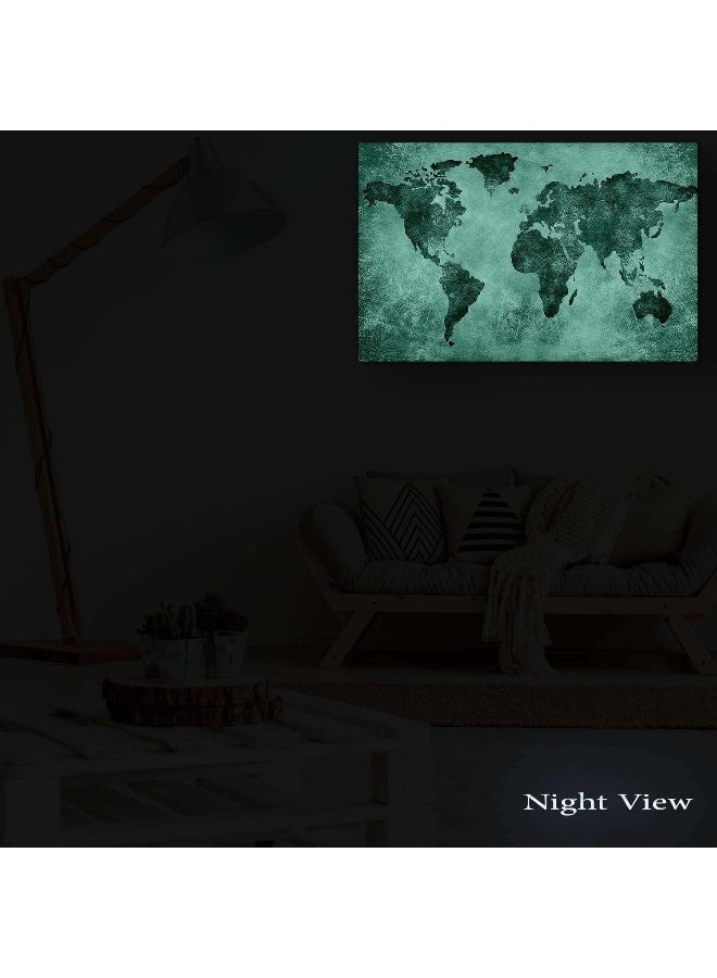 Startonight Canvas Wall Art World Map Brown Teal Abstract Large Framed 32" x 48" - Image 5