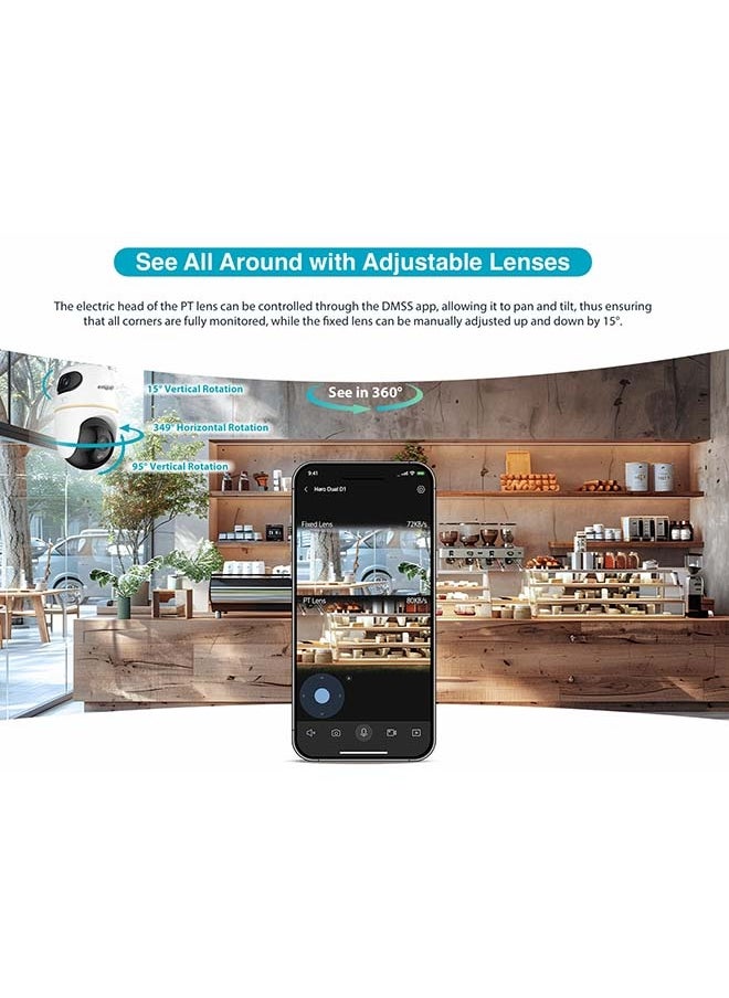 Dahua 3+3MP Camera – IR Night Vision,Two-Way Audio,Motion Alerts, Smart Detection, Indoor/Outdoor Security Camera DH-EHD3-3F  - Image 2