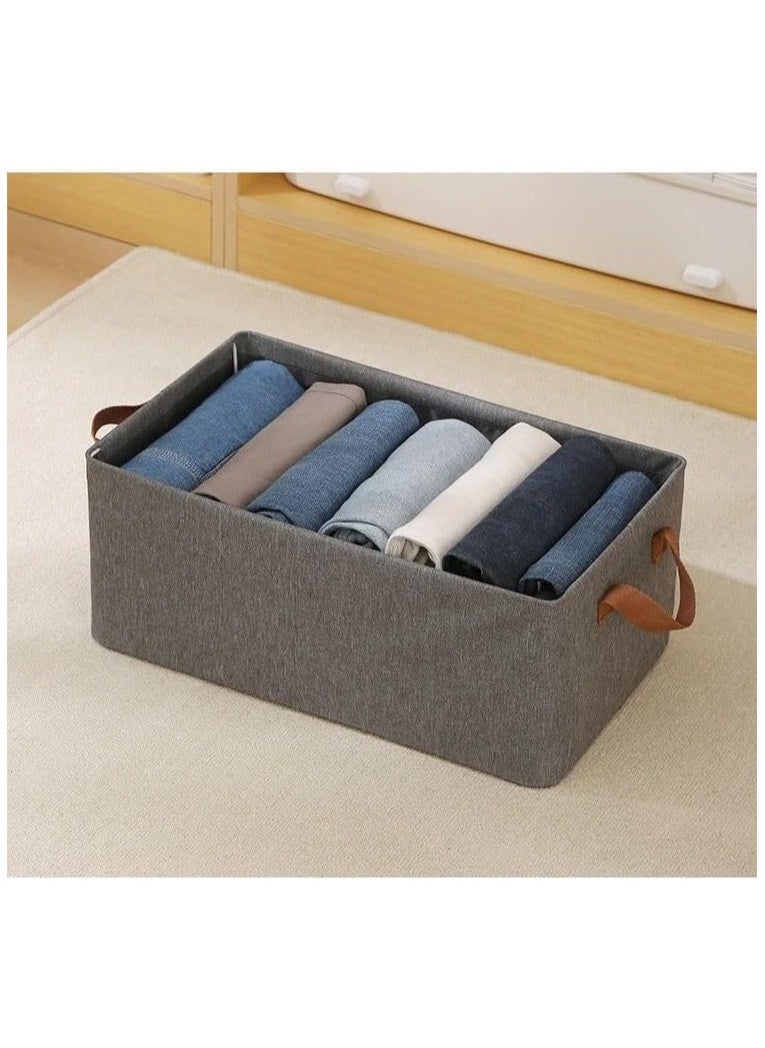Clothes Storage Box - Collapsible Fabric Divided Storage Basket with Heavy Duty Metal Hardware - Closet Organizer - Drawer Organizers with Durable Washable Handles.  - Image 3