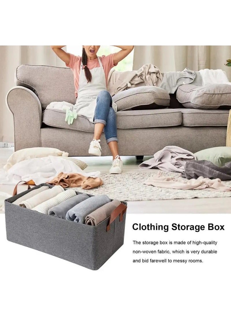 Clothes Storage Box - Collapsible Fabric Divided Storage Basket with Heavy Duty Metal Hardware - Closet Organizer - Drawer Organizers with Durable Washable Handles.  - Image 5