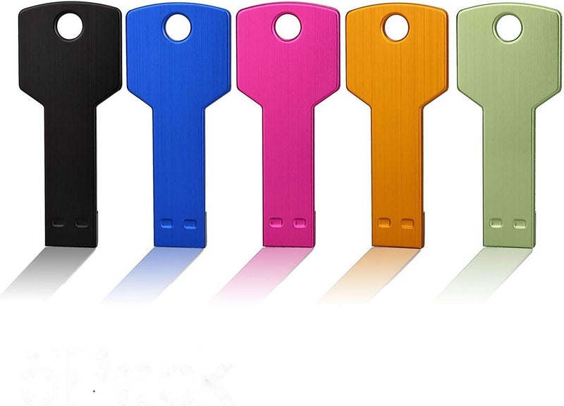 JUANWE 4GB USB Flash Drive Bulk 5 Pack, Metal Thumb Drive Small USB Key Shape Jump Drive Waterproof Zip Drive 2.0 Portable Memory Sticks for PC/Tablets/Mac/Laptop, Mixcolor for Customered Data Storage - Image 1