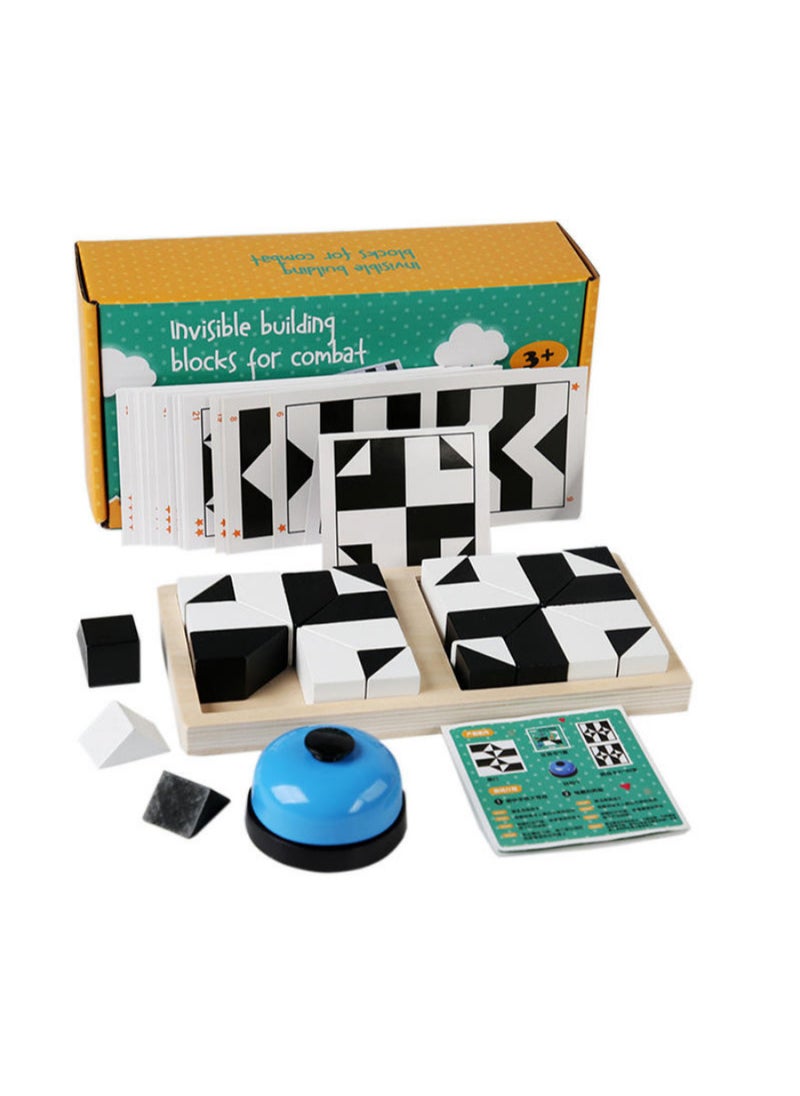 Battle Block Wooden Strategy Game for Kids – Competitive Educational Puzzle Set with Wooden Board, Black and White Figures, and Challenge Cards – Boosts Concentration, Imagination, and Logical Thinking  - Image 1