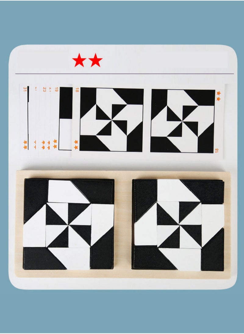 Battle Block Wooden Strategy Game for Kids – Competitive Educational Puzzle Set with Wooden Board, Black and White Figures, and Challenge Cards – Boosts Concentration, Imagination, and Logical Thinking  - Image 4