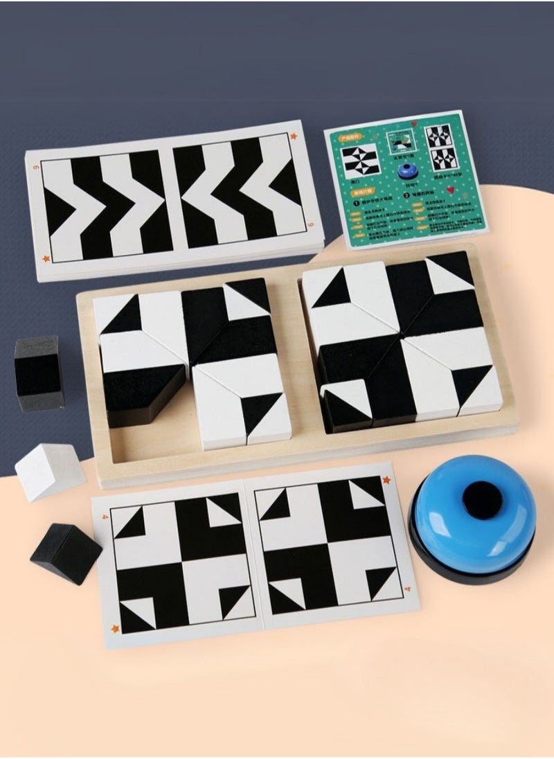 Battle Block Wooden Strategy Game for Kids – Competitive Educational Puzzle Set with Wooden Board, Black and White Figures, and Challenge Cards – Boosts Concentration, Imagination, and Logical Thinking  - Image 3