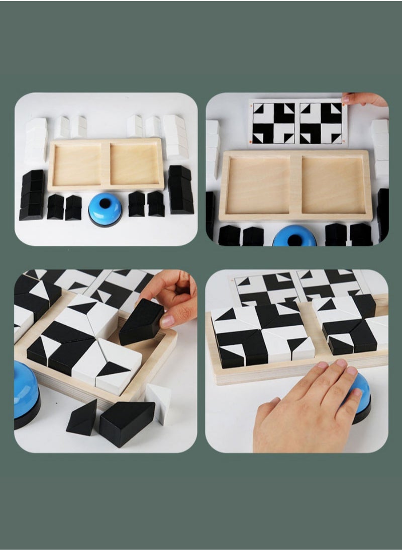 Battle Block Wooden Strategy Game for Kids – Competitive Educational Puzzle Set with Wooden Board, Black and White Figures, and Challenge Cards – Boosts Concentration, Imagination, and Logical Thinking  - Image 2