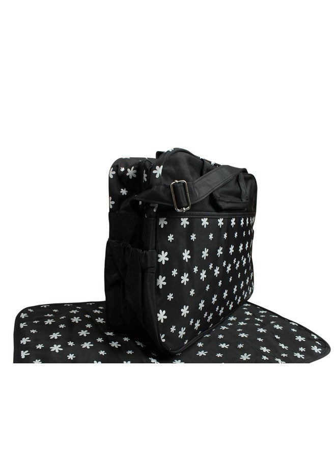 BABIES BLOOM Black Stylish Portable Diaper Bag For New Mom And Dad Portable Travel Diaper Bags Diaper Bag For Mom (3Pcs Daisy Design)  - Image 5