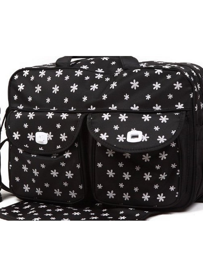 BABIES BLOOM Black Stylish Portable Diaper Bag For New Mom And Dad Portable Travel Diaper Bags Diaper Bag For Mom (3Pcs Daisy Design)  - Image 2