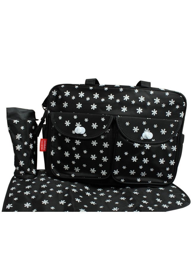 BABIES BLOOM Black Stylish Portable Diaper Bag For New Mom And Dad Portable Travel Diaper Bags Diaper Bag For Mom (3Pcs Daisy Design)  - Image 3