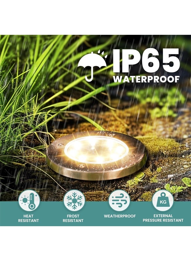 Generic 4 Pack Solar Ground Lights, 8 Solar Lights, Waterproof In-Ground Lights Solar Outdoor, Landscape Lighting for Lawn, Pathway, Yard, Deck, Driveway, Walkway (Warm White)  - Image 4