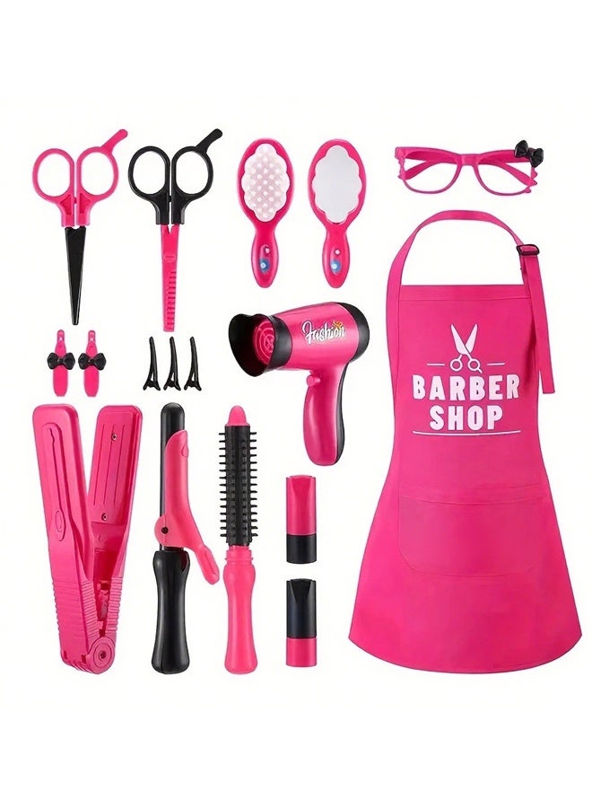 ألعاب صالون الشعر للبنات صالون التجميل مجموعة مع لعب لعب مصمم الشعر مع منزلة الحلاقة ومجفف الشعر والحديد المتحرك والمرايا والمقص والاكسسوارات التصميم - Image 4