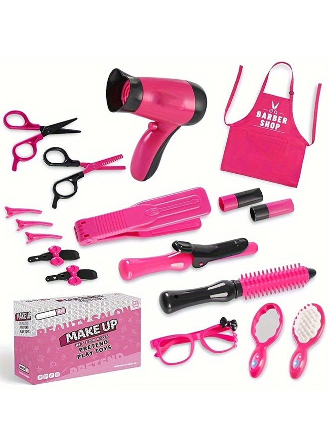 ألعاب صالون الشعر للبنات صالون التجميل مجموعة مع لعب لعب مصمم الشعر مع منزلة الحلاقة ومجفف الشعر والحديد المتحرك والمرايا والمقص والاكسسوارات التصميم - Image 5