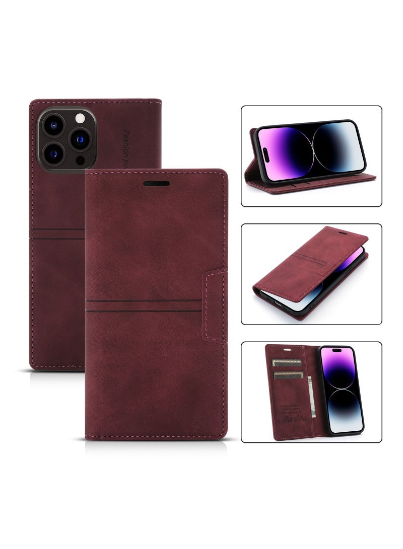 Suteni Flip Cover Leather Protective Hidden Card Slots Phone Case for iPhone - Image 3
