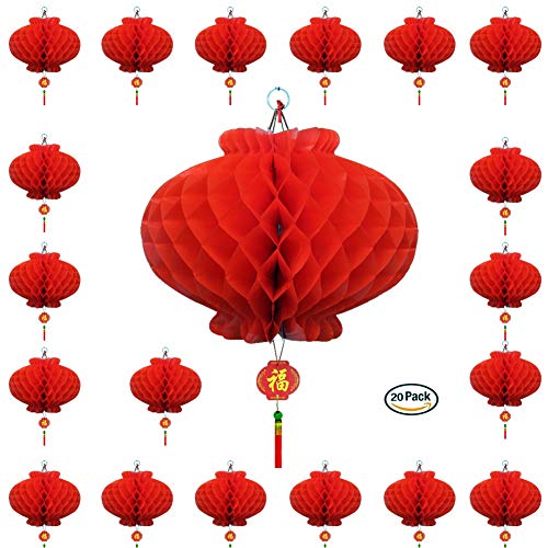 panlen 20 Pack 7.9" Chinese Red Lanterns for New Year Decoration, 2026 Horse Year Spring Festival, Mini Hanging Red Lanterns for Traditional Spring Festival, Lunar New Year, Party Wedding Restaurant - Image 1